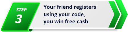 How to win cash by referring a friend at KickRummy - Step 3 - Your friend register using your code and you get real cash